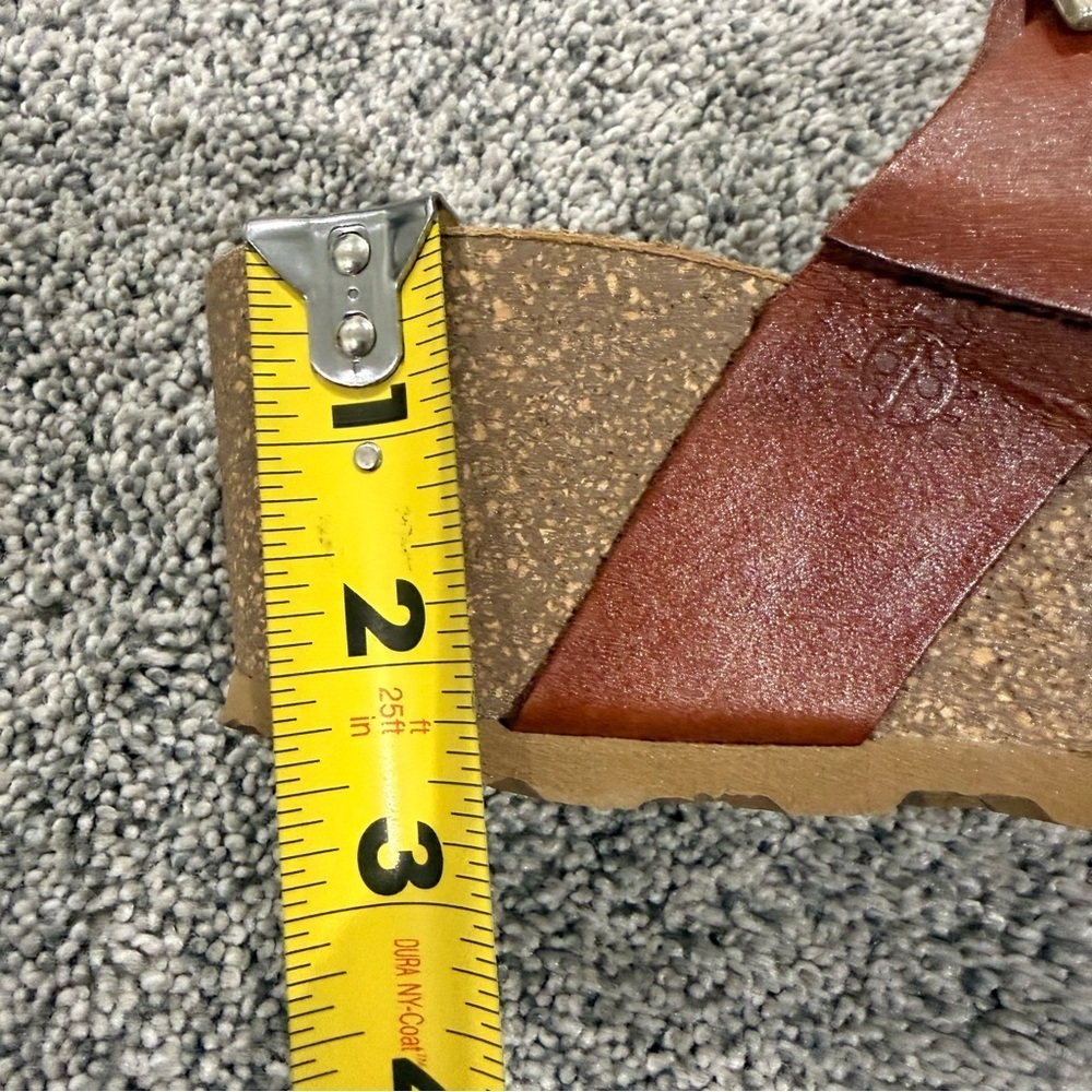 Yokono Made in Spain Toe Loop Wedge Sandals Brown Leather Cork Base Women’s US 8 - Picture 10 of 13